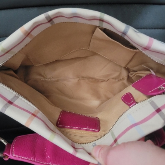 Women's Plaid Shoulder Bag - Pink and Multicolor - Picture 9 of 10